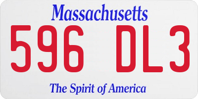 MA license plate 596DL3