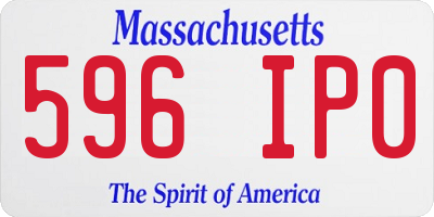 MA license plate 596IP0