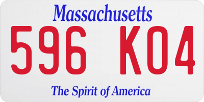 MA license plate 596KO4