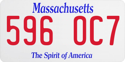 MA license plate 596OC7