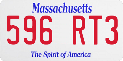 MA license plate 596RT3