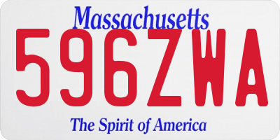 MA license plate 596ZWA