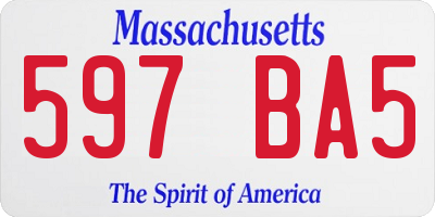 MA license plate 597BA5