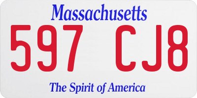 MA license plate 597CJ8