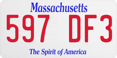 MA license plate 597DF3