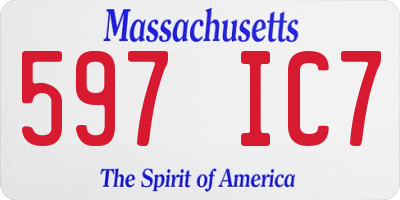 MA license plate 597IC7