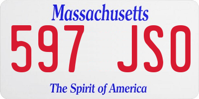 MA license plate 597JS0