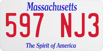MA license plate 597NJ3