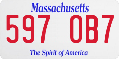 MA license plate 597OB7