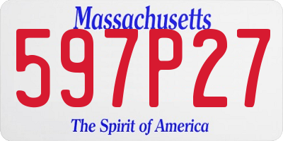 MA license plate 597P27
