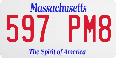 MA license plate 597PM8