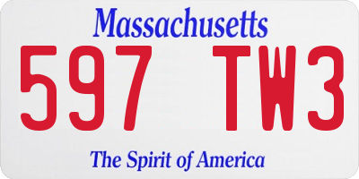 MA license plate 597TW3