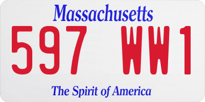 MA license plate 597WW1