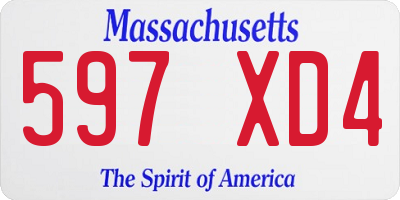 MA license plate 597XD4