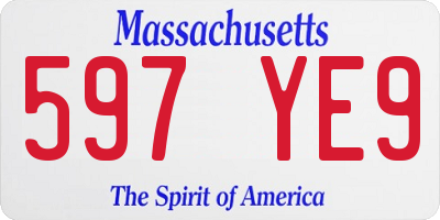 MA license plate 597YE9