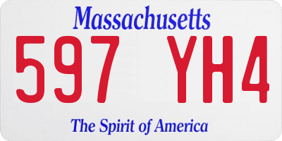 MA license plate 597YH4