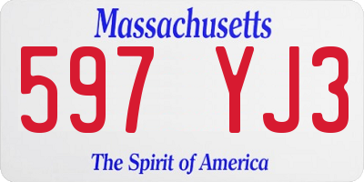 MA license plate 597YJ3