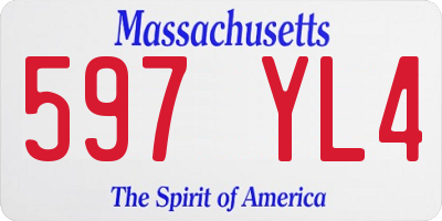 MA license plate 597YL4