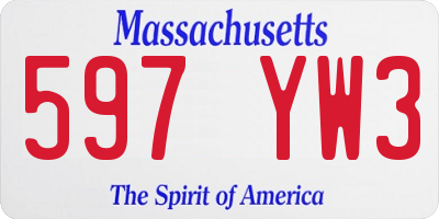 MA license plate 597YW3