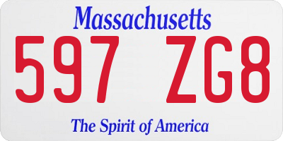 MA license plate 597ZG8