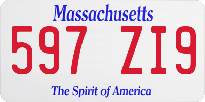 MA license plate 597ZI9