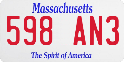 MA license plate 598AN3