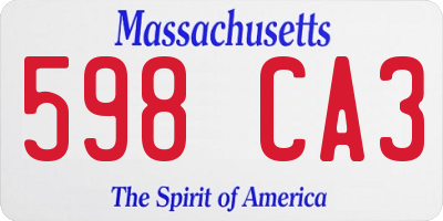MA license plate 598CA3