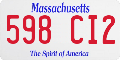 MA license plate 598CI2