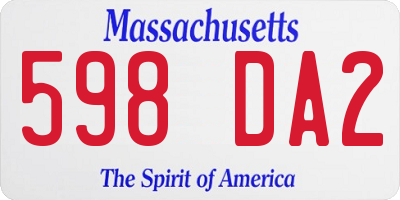 MA license plate 598DA2