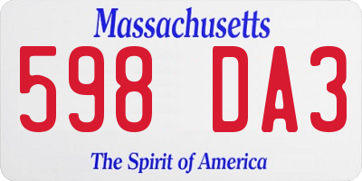 MA license plate 598DA3