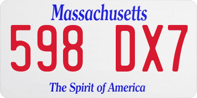 MA license plate 598DX7