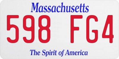 MA license plate 598FG4
