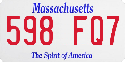 MA license plate 598FQ7