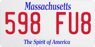 MA license plate 598FU8