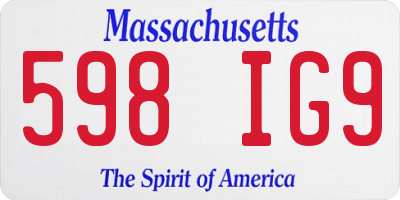 MA license plate 598IG9