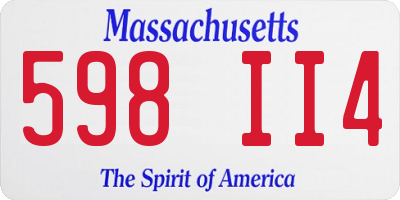 MA license plate 598II4