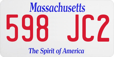 MA license plate 598JC2