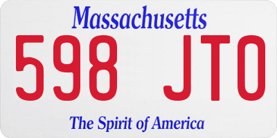 MA license plate 598JT0