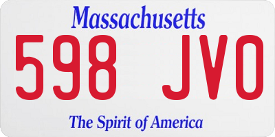 MA license plate 598JV0