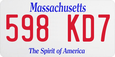 MA license plate 598KD7