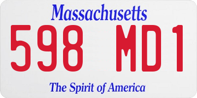 MA license plate 598MD1