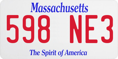 MA license plate 598NE3