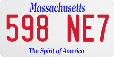 MA license plate 598NE7