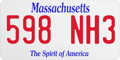 MA license plate 598NH3