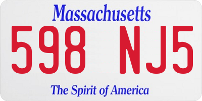 MA license plate 598NJ5
