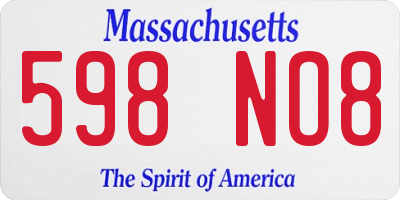 MA license plate 598NO8