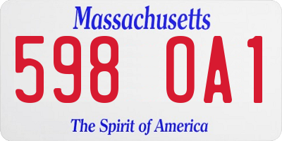 MA license plate 598OA1