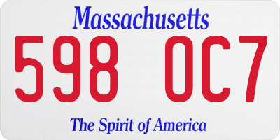 MA license plate 598OC7