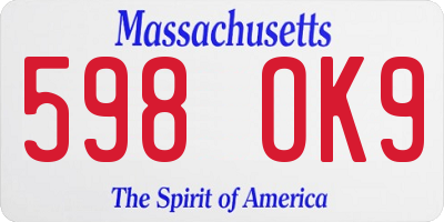 MA license plate 598OK9