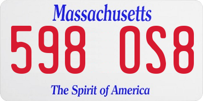 MA license plate 598OS8